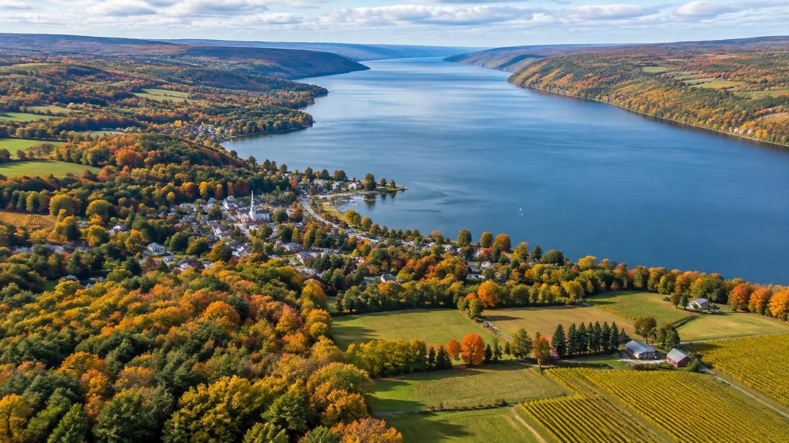 Aerial view of the Finger Lakes region